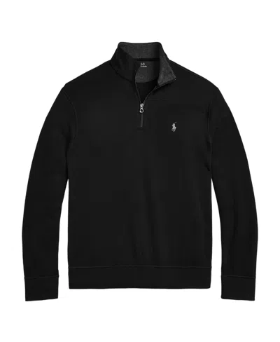Polo Ralph Lauren Plain Jersey Semi-zipper Sweater In Black
