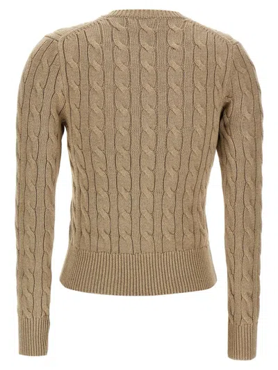 Polo Ralph Lauren Plaited Cardigan With Long Sleeves In Brown