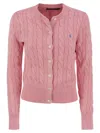Polo Ralph Lauren Cardigan In Cotone A Trecce In Pink