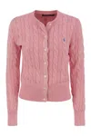 Polo Ralph Lauren Pink Polo Pony Round Neck Cardigan In Pink