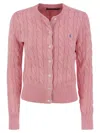 Polo Ralph Lauren Cardigan In Cotone A Trecce In Purple