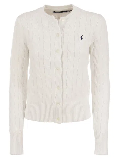 Polo Ralph Lauren Plaited Cardigan With Long Sleeves In White