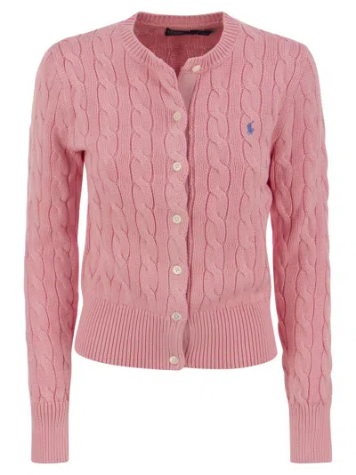 Polo Ralph Lauren Cotton Classic Cable-knit Cardigan In Pink