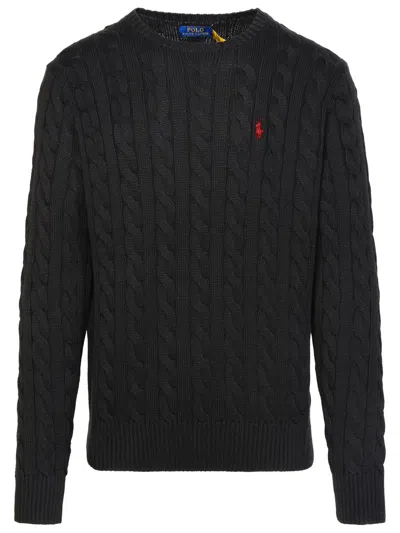Polo Ralph Lauren Plaited Cotton Jersey In Black