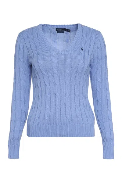 POLO RALPH LAUREN POLO RALPH LAUREN PLAITED COTTON V-NECK SWEATER