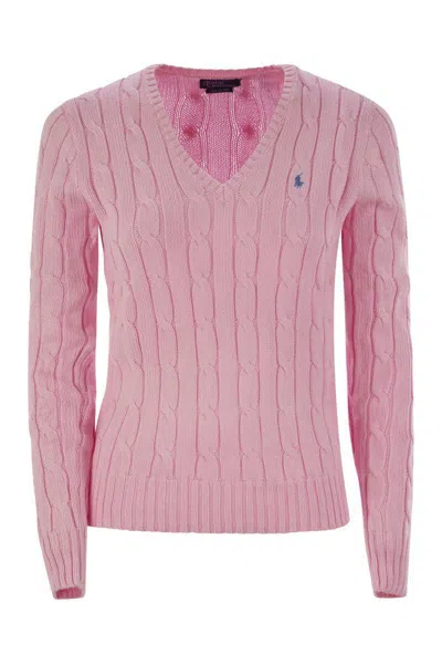 Polo Ralph Lauren Plaited Cotton V-neck Sweater