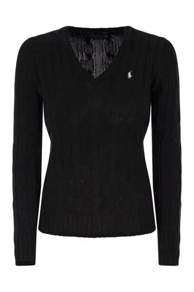Polo Ralph Lauren Plaited Cotton V-neck Sweater