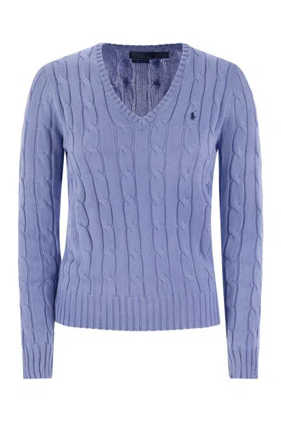 Polo Ralph Lauren Plaited Cotton V-neck Sweater