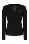 Polo Ralph Lauren Plaited Cotton V-neck Sweater In Black