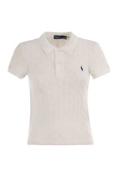 Polo Ralph Lauren Plaited Short-sleeved Polo Shirt In White