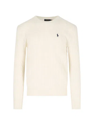 Polo Ralph Lauren Plaited Sweater In Neutral