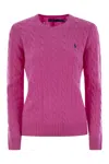 Polo Ralph Lauren Cable-knit Sweater With Blue Logo Embroidery