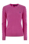 Polo Ralph Lauren Cable-knit Sweater With Blue Logo Embroidery