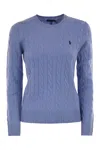 Polo Ralph Lauren Plaited Wool And Cashmere Crew-neck In Blue