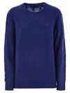 Polo Ralph Lauren Plaited Wool And Cashmere Crew-neck In Blue