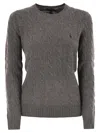 Polo Ralph Lauren Plaited Wool And Cashmere Crew-neck In Brown