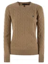 Polo Ralph Lauren Plaited Wool And Cashmere Crew-neck In Brown