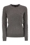 Polo Ralph Lauren Plaited Wool And Cashmere Crew-neck In Gray