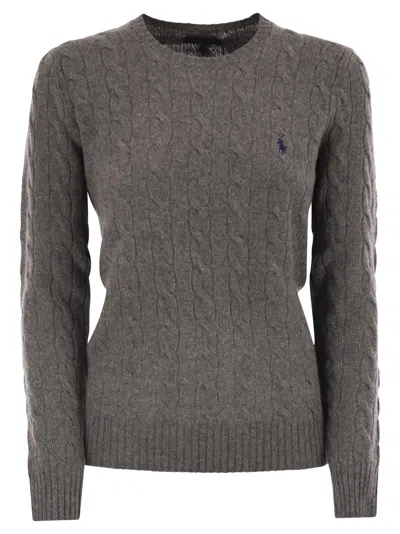 Polo Ralph Lauren Plaited Wool And Cashmere Crew Neck In Gray