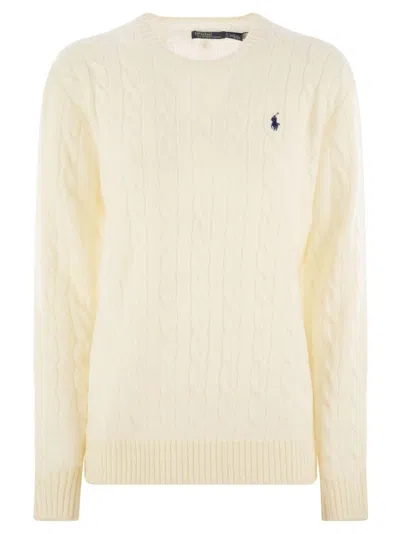 Polo Ralph Lauren Plaited Wool And Cashmere Crew-neck In White
