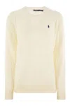 Polo Ralph Lauren Classic Cable Knit Sweater With Round Neckline And Ribbed Details In Neutral