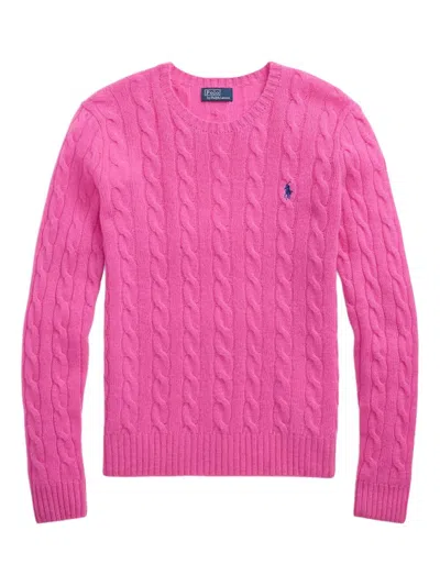 Polo Ralph Lauren Plaited Wool And Cashmere Crew-neck In Pink
