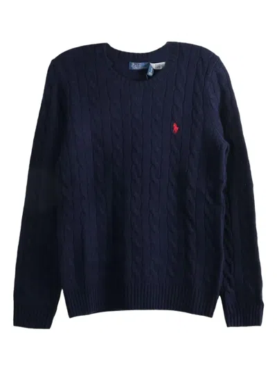 Polo Ralph Lauren Plaited Wool And Cashmere Crew-neck In Blue