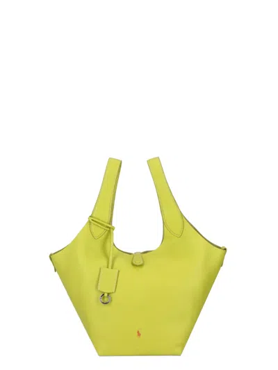 Polo Ralph Lauren Play Leather Tote Bag In Green