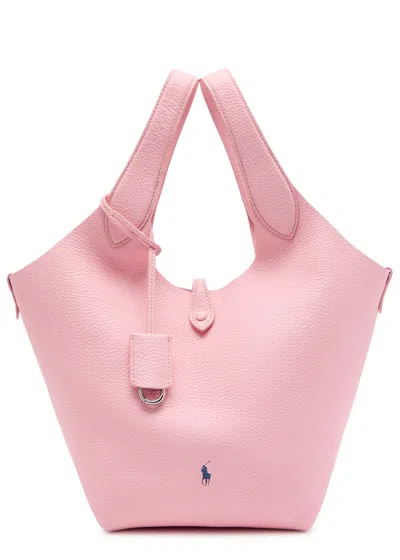 Polo Ralph Lauren Player Medium Grained Leather Tote Bag In Pink