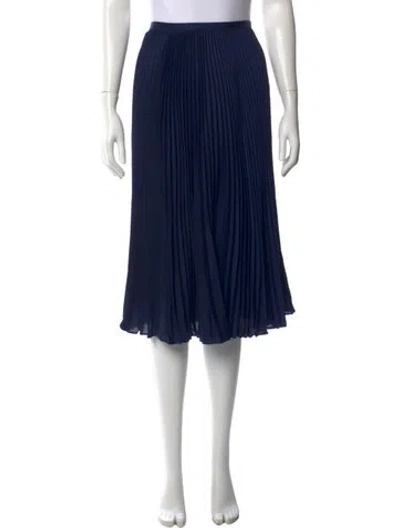 Pre-owned Polo Ralph Lauren Pleated Accents Midi Length Skirt In Blue