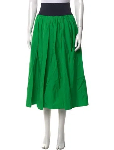 Pre-owned Polo Ralph Lauren Pleated Accents Midi Length Skirt In Green