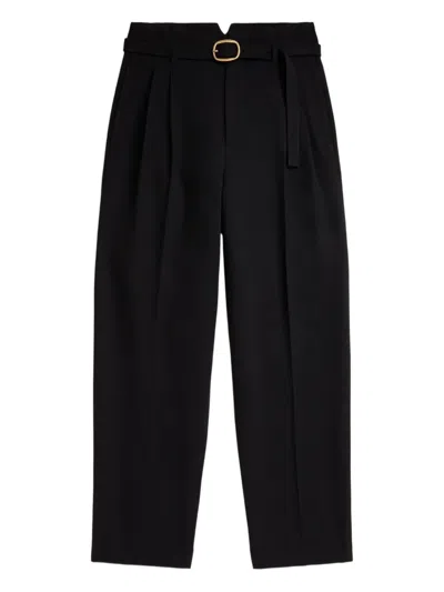 Polo Ralph Lauren Pleated Belted Trousers In Black