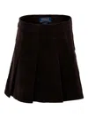 Polo Ralph Lauren Pleated Corduroy Skirt In Black