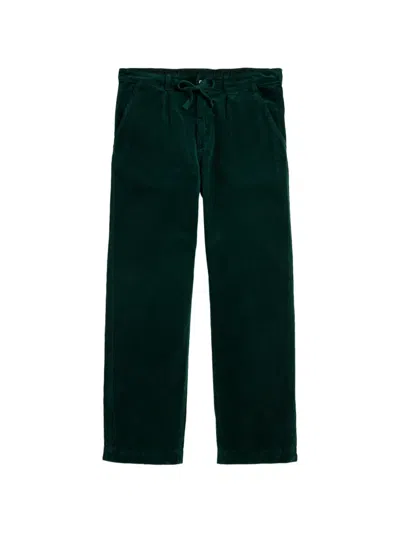 Polo Ralph Lauren Pleated Corduroy Straight-leg Trousers In Green