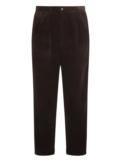 Polo Ralph Lauren Pleated Corduroy Trousers In Brown