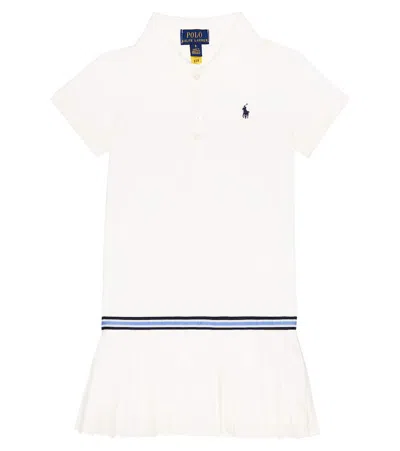Polo Ralph Lauren Kids' Pleated Cotton-blend Polo Dress In Deckwash White