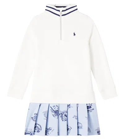 Polo Ralph Lauren Kids' Pleated Cotton-blend Terry Polo Dress In White