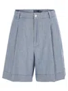 Polo Ralph Lauren Pleated Cotton Chambray Shorts In Blue