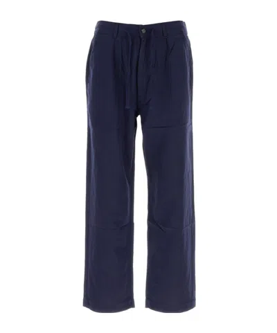 Polo Ralph Lauren Pleated Cotton Linen Pants In Navy