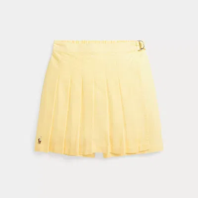 Polo Ralph Lauren Kids' Pleated Cotton Oxford Faux-wrap Skort In Yellow