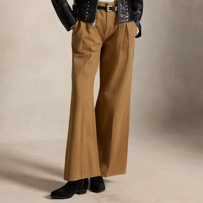 Polo Ralph Lauren Pleated Cotton Wide-leg Pant In Camel