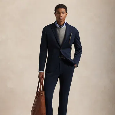 Polo Ralph Lauren Pleated Double-knit Suit Trouser In Aviator Navy