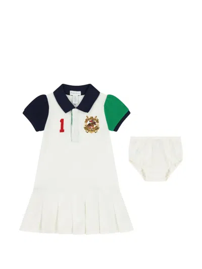 Polo Ralph Lauren Babies' Pleated Dress Set (set Of Two) In White
