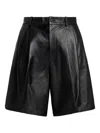 Polo Ralph Lauren Pleated Faux-leather Shorts In Black