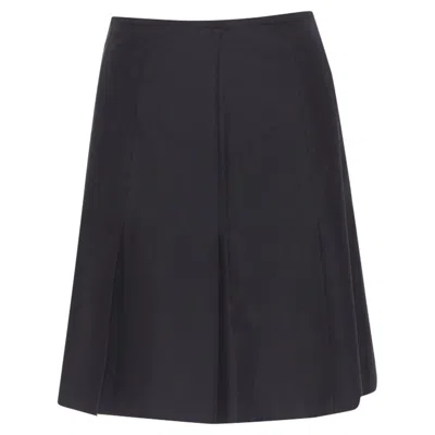 Polo Ralph Lauren Pleated Hem A-line Knitee Length Skirt Work In Black
