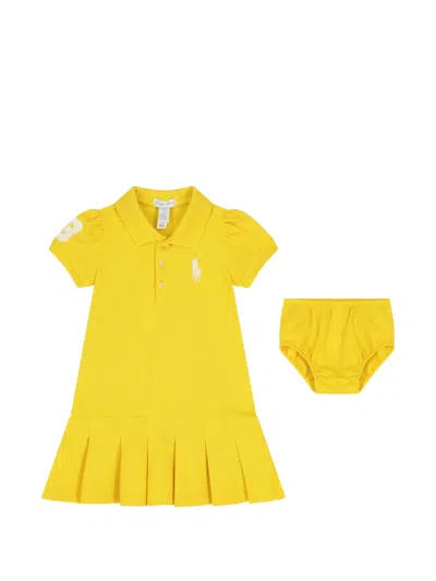 Polo Ralph Lauren Babies' Pleated-hem Dress Set (set Of Two) In Yellow