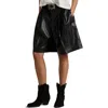 Polo Ralph Lauren Pleated Leather Shorts In Black