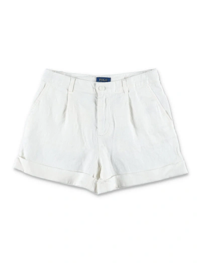 Polo Ralph Lauren Kids' Pleated Linen Shorts In White