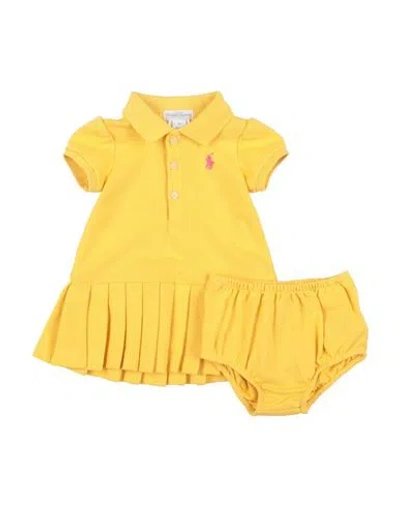 Polo Ralph Lauren Pleated Mesh Polo Dress & Bloomer Newborn Girl Baby Dress Yellow Size 3 Cotton, El