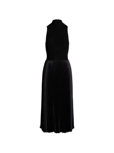 Polo Ralph Lauren Pleated Midi Dress In Black